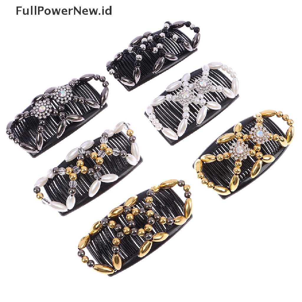 Power Wanita DIY Manik-Manik Berlian Imitasi Mengkilap Rambut Cakar Klip Hiasan Kepala Sanggul Ponytail Holder ID