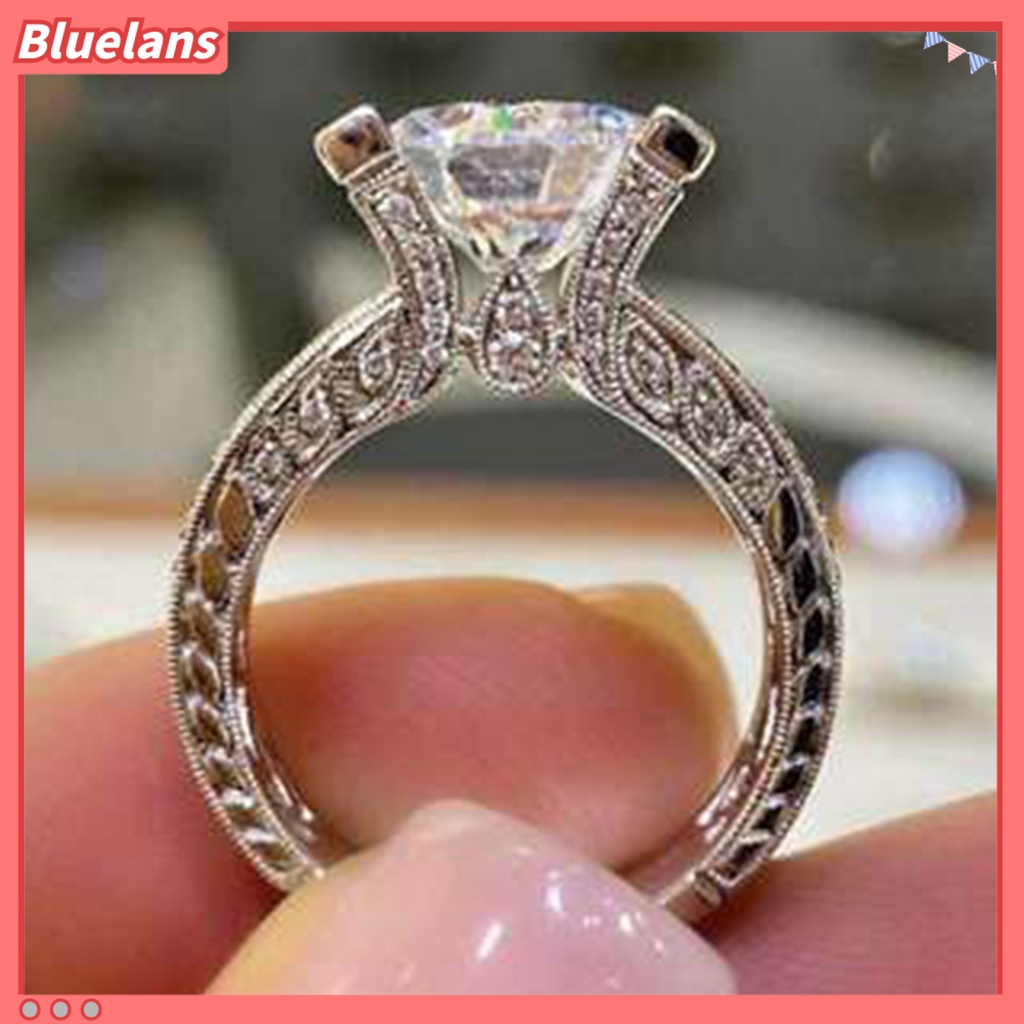 {In Stock} Wanita Cubic Zirconia Berlian Imitasi Bertatahkan Pernikahan Jari Cincin Perhiasan Pertunangan