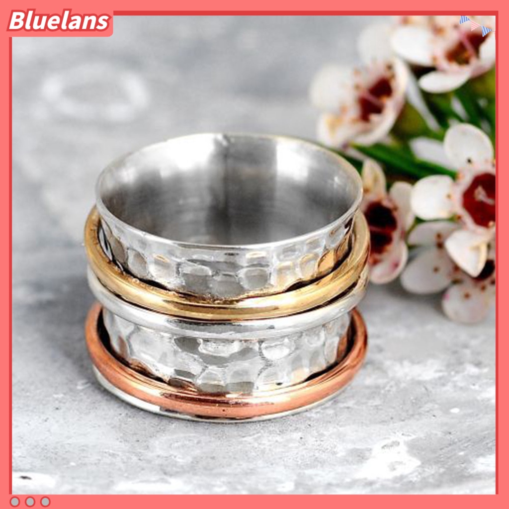 {In Stock} Cincin Pria Bohemian Vintage Hias Turquoises Tiga Warna Finger Ring Untuk Pacaran