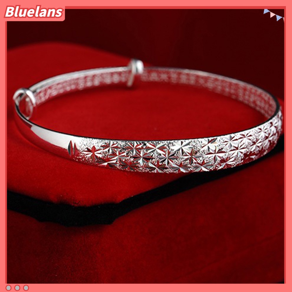 {In Stock} Wanita Fashion Bintang Ukir Cuff Bangle Gelang Hadiah Perhiasan Pertunangan Pernikahan
