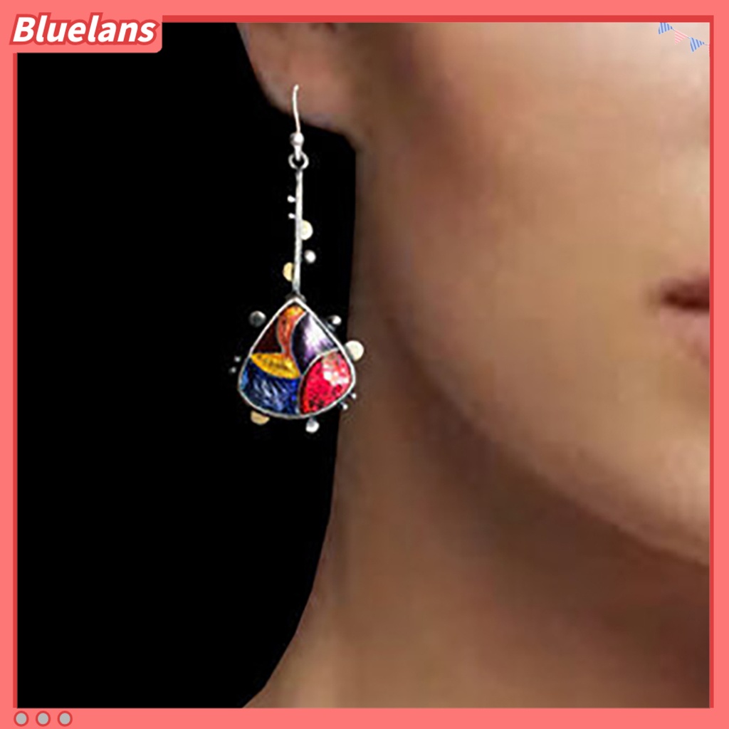 {In Stock} Wanita Tetesan Air Bentuk Berlian Imitasi Menjuntai Telinga Stud Kait Panjang Anting Perhiasan Hadiah