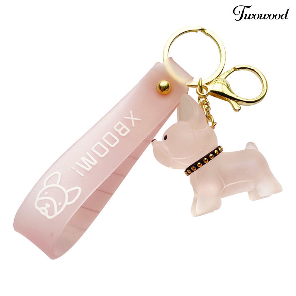 Twowood Gantungan Kunci Kartun Lucu Serbaguna Tiga Dimensi Dapat Digunakan Kembali Transparan Berbentuk Hewan Hias Hadiah French Bulldog Key Ring Bag Pendant Jewelry Untuk Kehidupan Sehari-Hari