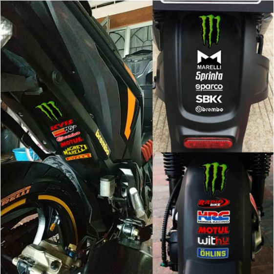 Motor Laser Sidebar Reflektif Decal SBK Hiu NGK Merah-bull HRC Sepeda Vinyl Roda Motocross Fender Dekorasi Laser Helm Stiker Untuk HONDA KAWASAKI