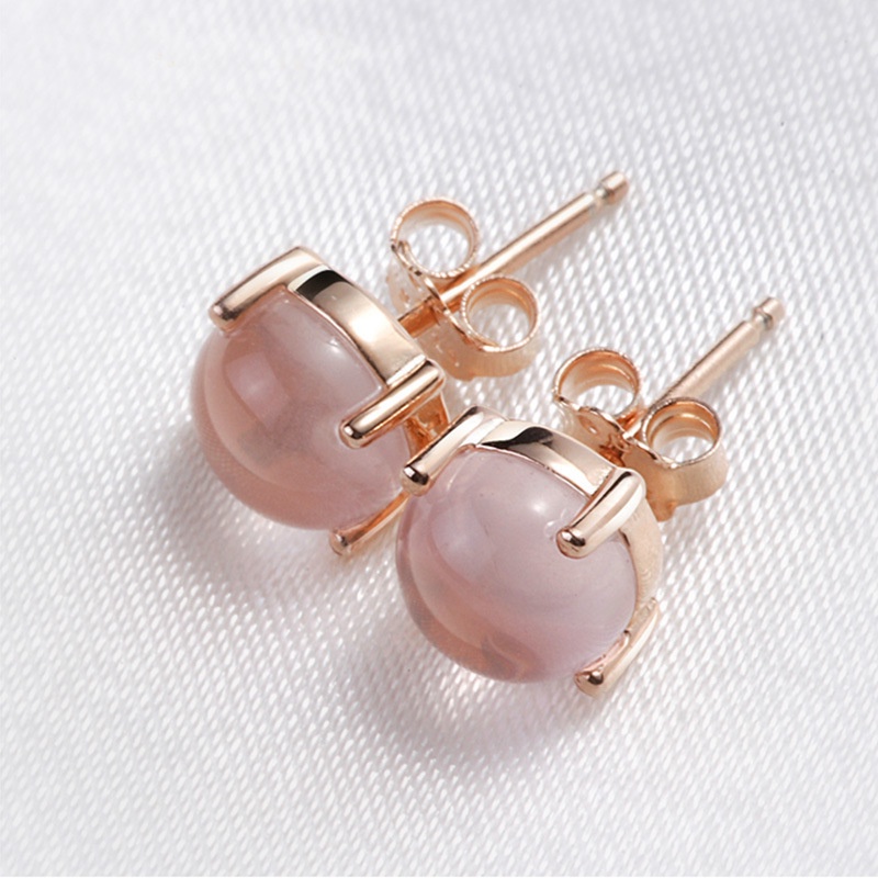 Goldkingdom Aksesoris Perhiasan Fashion Ready Stock Rose Gold Stud Perempuan Versi Korea Sederhana Hibiscus Batu Stud