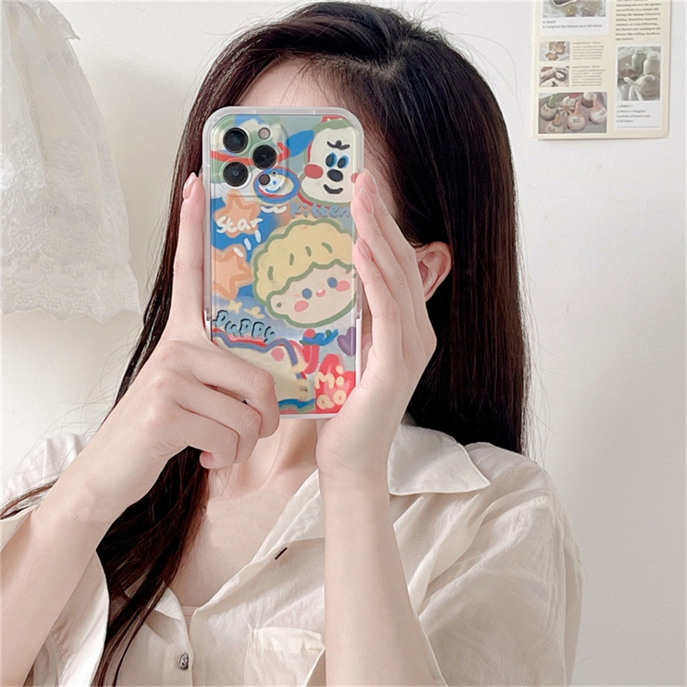 Lucky Couple Case Samsung A04 A04E A04S A13 A23 A02S A03 A03S A30S A11 A12 A51 A20 A30 A50 A52 A20S A10S M11 M12 Kartun Doodle Lovers Double-paneled Soft Phone Case Cover