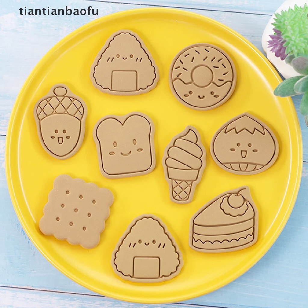 [tiantianbaofu] 8pcs/set Cookie Cutter Fondant Cetakan Kue Kering Plastik DIY Fondant Pastry Decorag Baking Alat Masak Butik