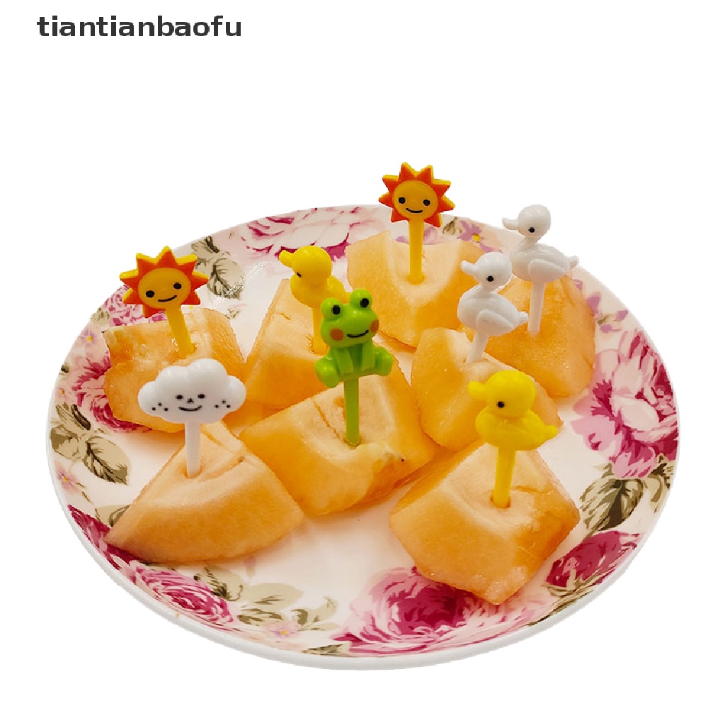 [tiantianbaofu] 8 Pcs Kartun Anak Kue Buah Tusuk Gigi Bento Lunch Aksesoris Pesta Dekorasi Butik