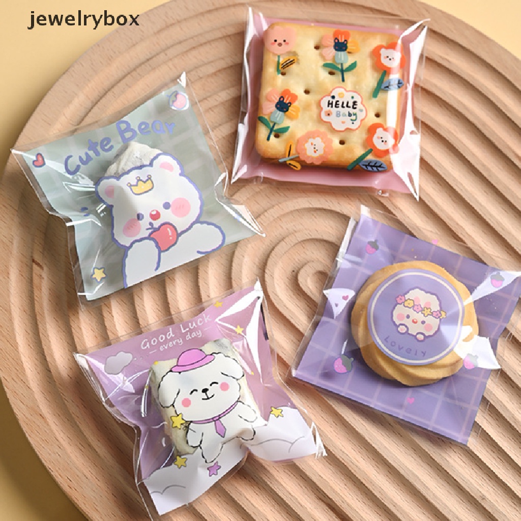 [jewelrybox] 100pcs Tas Hadiah Kue Bening Permen Plastik Cookies Biskuit Packaging Bags Butik