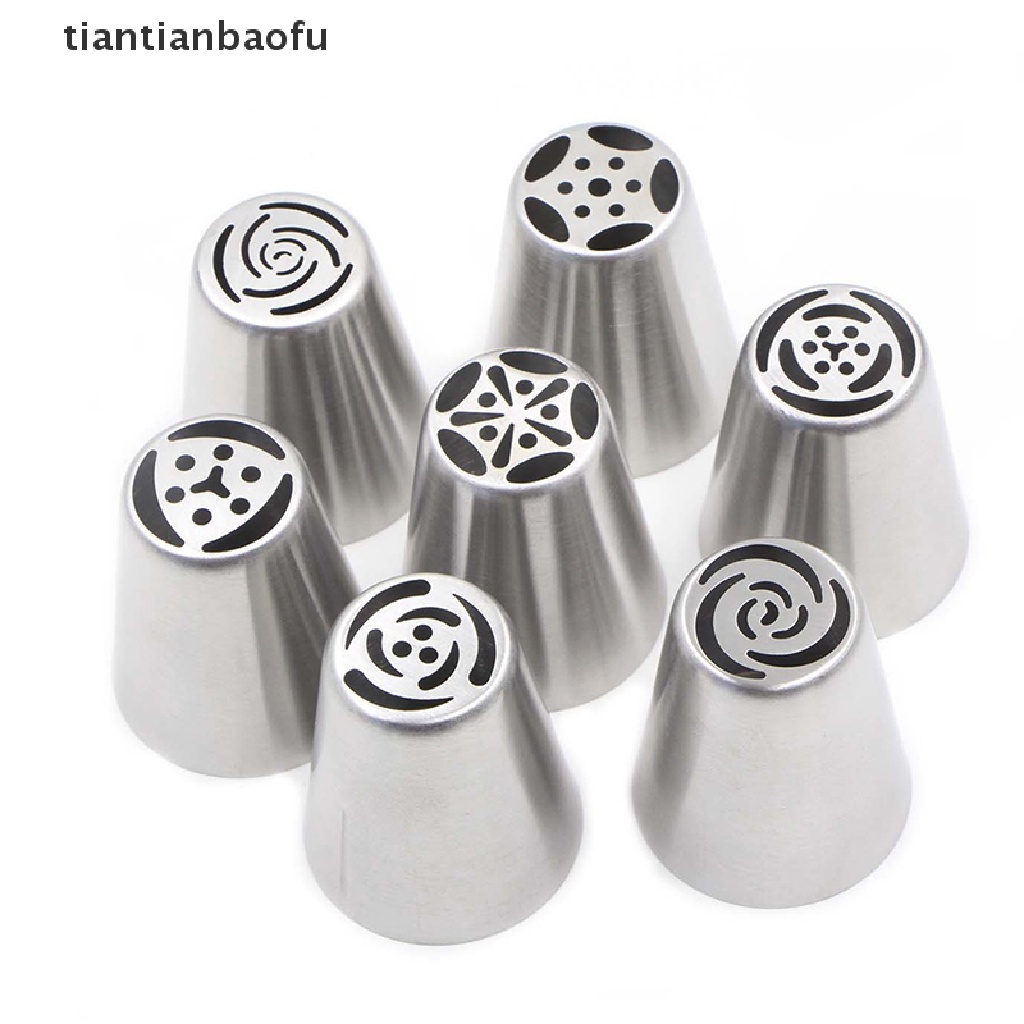 [tiantianbaofu] 8pcs/set Stainless Steel Rusia Nozel Pastry Kue Icing Piping Nozzle Tools Butik