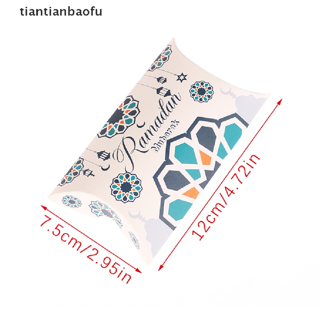 [tiantianbaofu] 10pcs EID Mubarak Bentuk Bantal Kotak Permen Ramadan Kareem Dekorasi Gift Box Butik