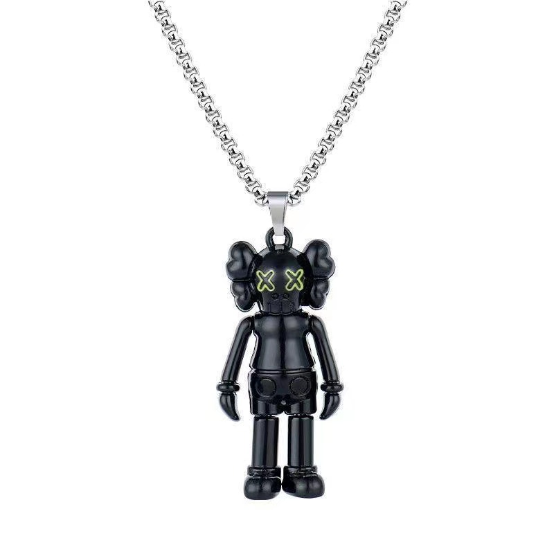 Kalung Pendamping KAWS Hitam Fashion Jepang Gaya Hip-hop Untuk Aksesoris Perhiasan Wanita Pria