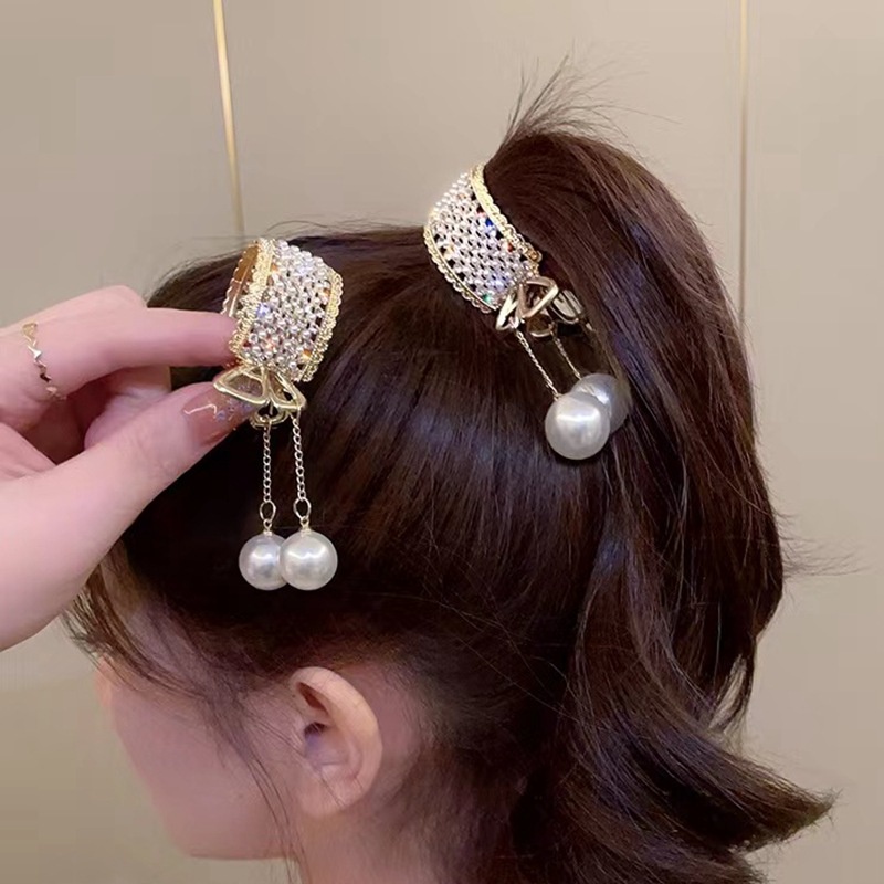 Mutiara Mengkilap Rumbai Kupu-Kupu Camellia Grasping Clip Hair-fixing Anti-drooping hairpin Fashion Ponytail Tinggi Aksesoris Rambut Hiasan Kepala