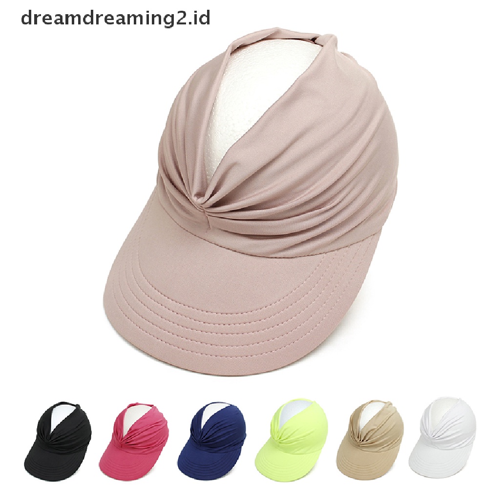 (hot) Topi Dewasa Lentur Untuk Wanita Anti UV Wide Brim Visor Hat Mudah Dibawa//