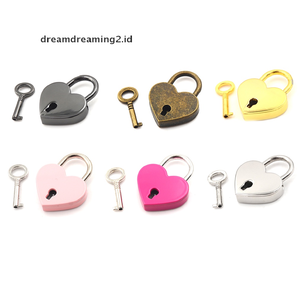 (hot) Gembok Mini Love Bentuk Hati Padlock Tiny Luggage Bag Case Lock Dengan Kunci//