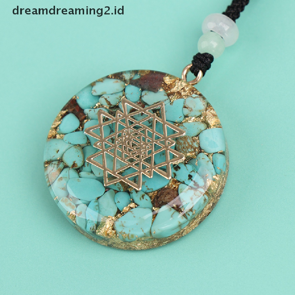 (hot) Orgonite Energy Pendant Sakral Sri Yantra Orgonite Chakra Kalung Kerajinan Tangan//