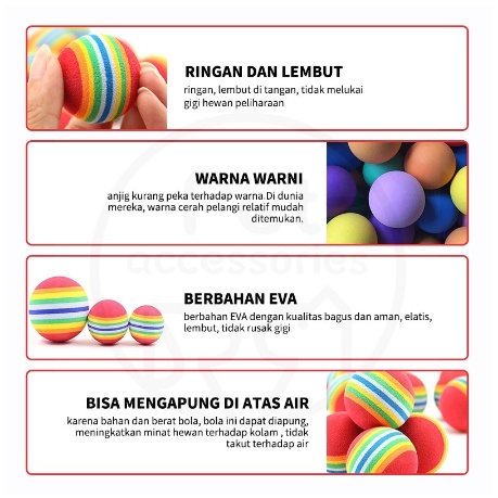 BAJ Mainan Bola Rainbow Ball untuk kucing elatis rendah mainan interaktif asksesoris hewan peliharaan SS230