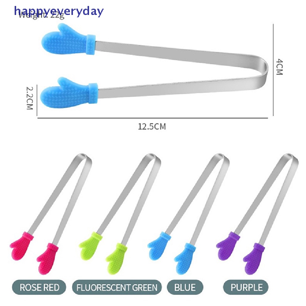 [happy] Sarung Tangan Penjepit Makanan Silikon-shaped Stainless Steel Non-slip Ice Candy Food Clip [ID]