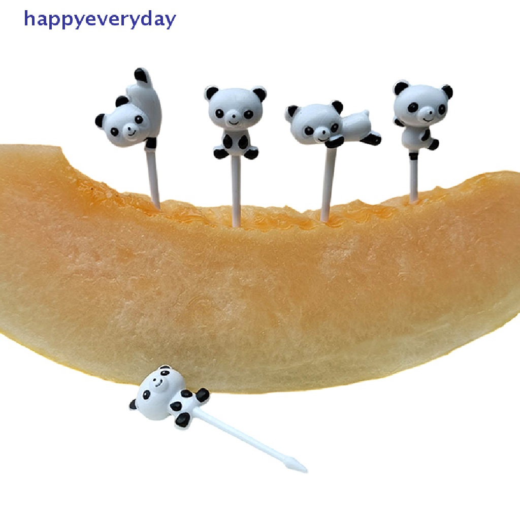 [happy] 8pcs/set Lucu Kartun Panda Garpu Buah Anak Snack Dessert Picks Tookpick [ID]