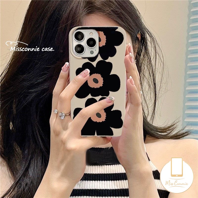 IPHONE Casing Ponsel Bunga Segar Putih Antik Antik Kompatibel Untuk Iphone11 14 13 12 Pro Max 7Plus XR X XS Max7 8 Plus SE 2020 Glossy Halus Shockproof Soft Cover