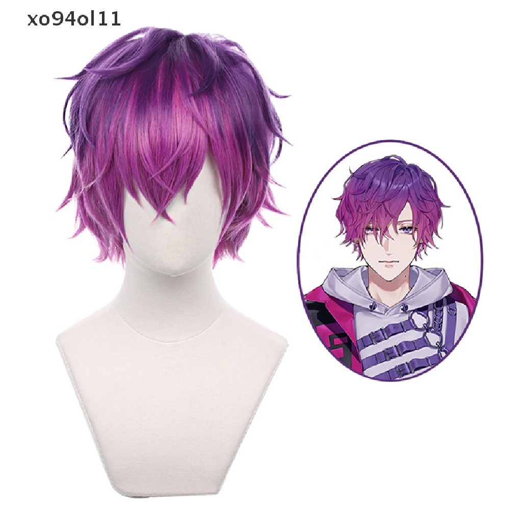 Wig Pendek XO Uki Violeta Cosplay Anime Rambut Gradasi Warna Campur Untuk Pria Wanita OL
