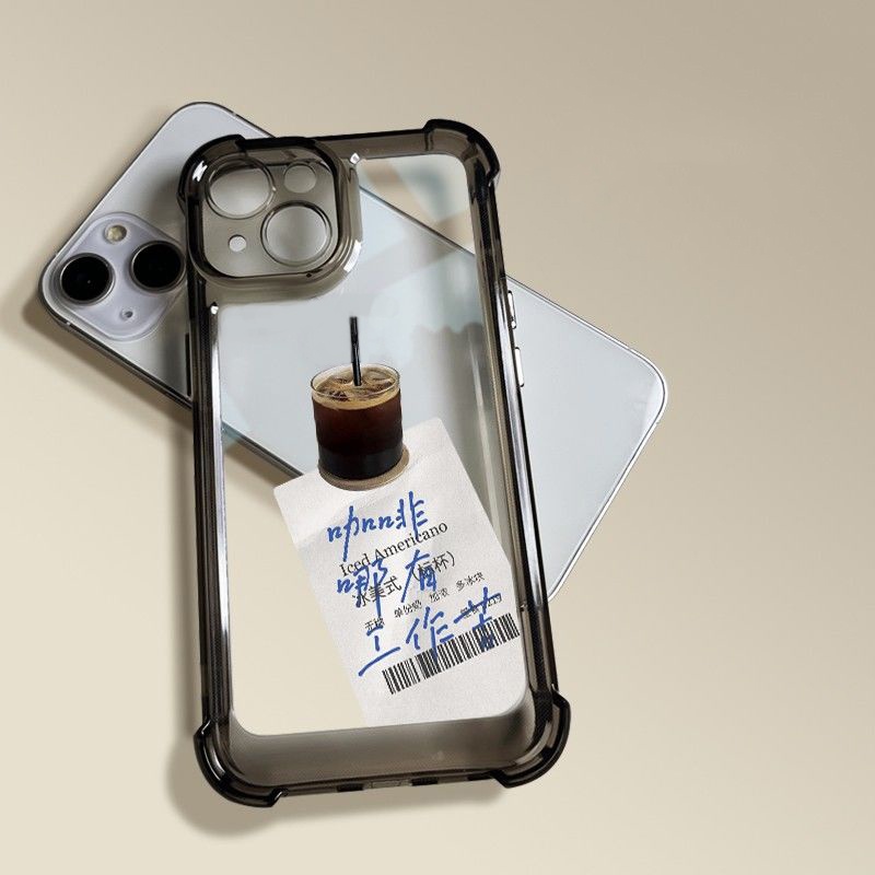 IPHONE Case Lembut Shockproof Kopi Kompatibel Untuk Iphone11 14 13 12 Pro Max XS Max X XR 7 +8 6 6S Plus Casing Transparan TPU Unik Tombol Cover Kamera Perlindungan