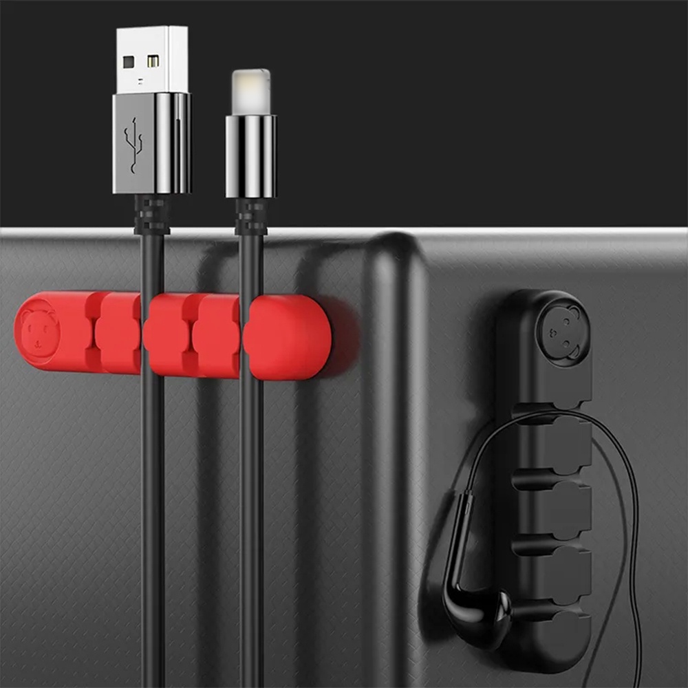 [Unggulan] Kabel Data Fixer Beruang Kecil Yang Lucu Klip Kabel Cables Line Organizer Mini Desktop Cable Manager USB Data Line Charger Wire Fixed Clip Silicone Cable Holder