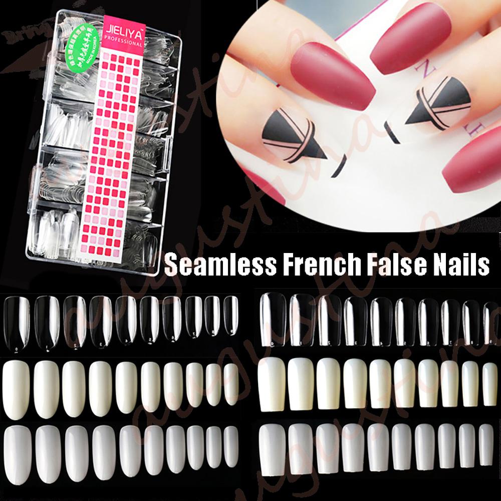 Agustina Nail Art Tips 500pcs Seamless Half Cover Press On Full Cover French Kuku Palsu