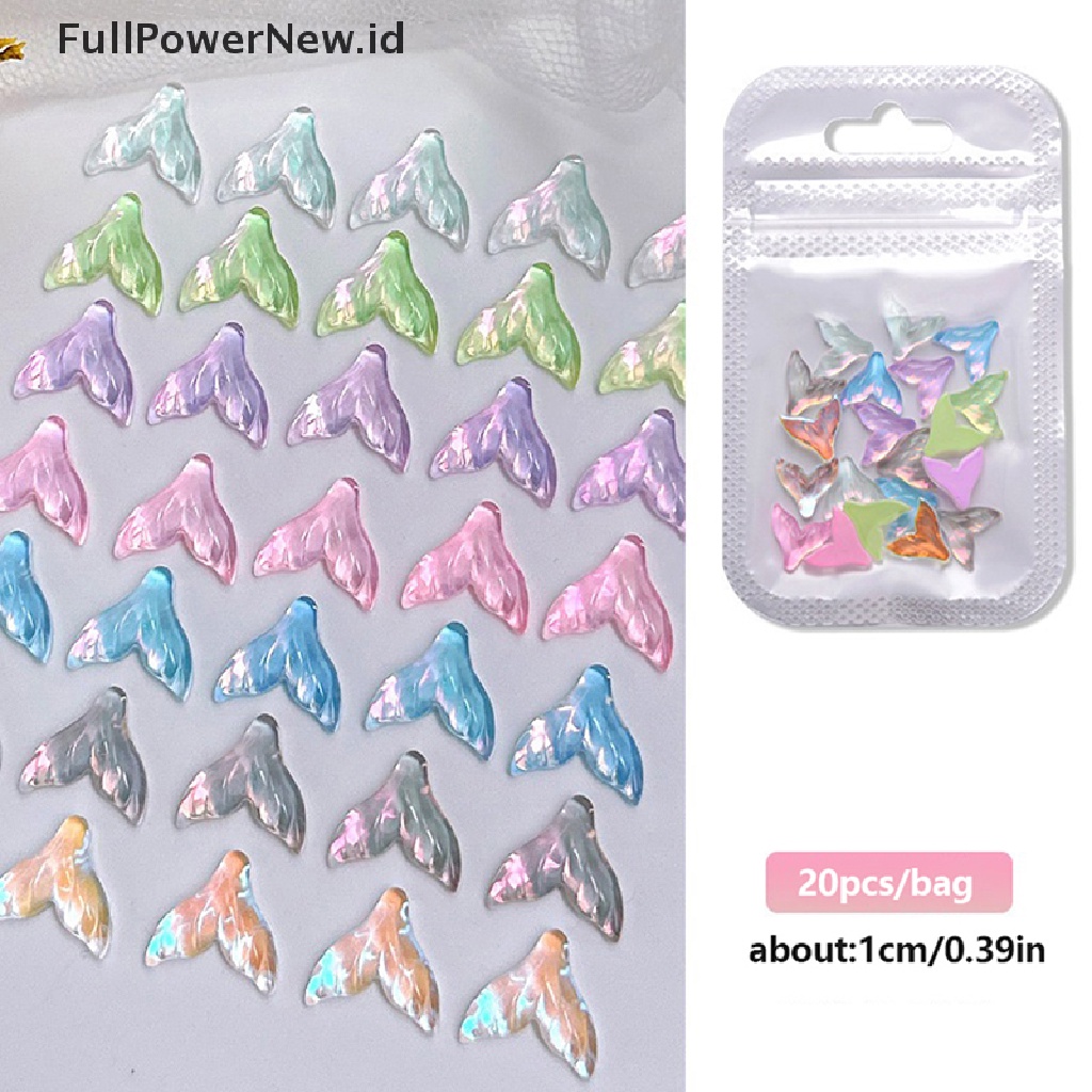 Power 20PCS Nail Art Rhinestones Glitter Ekor Ikan Kristal Permata 3D Tips DIY Dekorasi ID