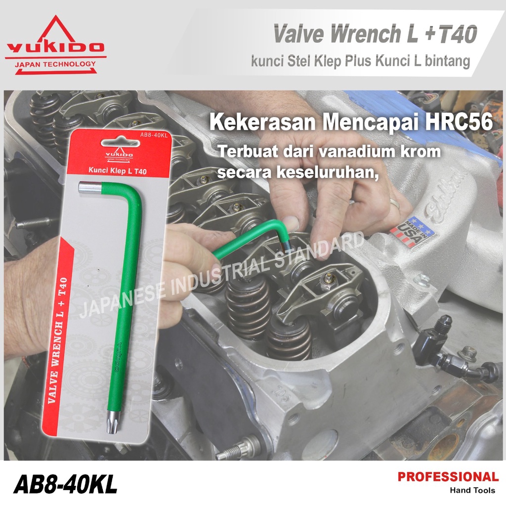 YUKIDO Kunci Setelan Klep Motor 3MM + Kunci L Torx Bintang T40 Premium Chromed Vanadium Steel ( Harga untuk 1 biji )