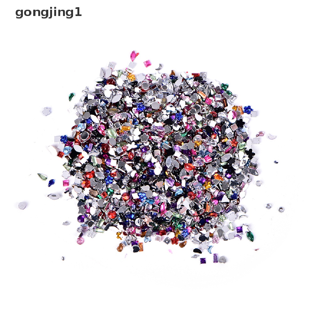 Ggg 2000pcs 3D Mix Acrylic Nail Art Tips Kuku Berlian Imitasi Wanita DIY Manicure Tools ID
