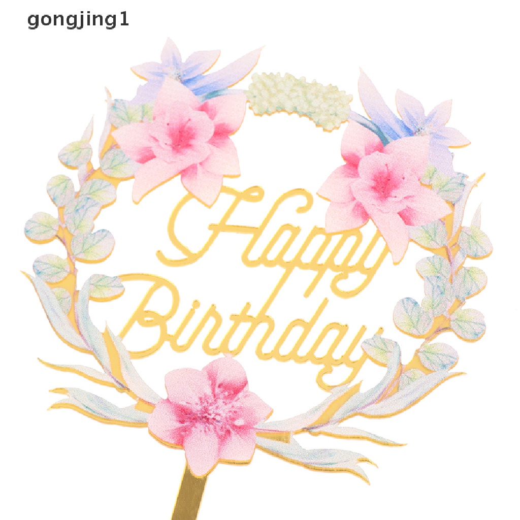 Ggg Bunga Happy Birthday Cake Topper Hiasan Kue Akrilik Untuk Dekorasi Kue Ulang Tahun ID