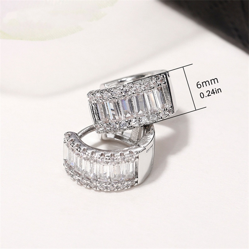 Dainty Cubic Zirconia Hoop Earrings Untuk Wanita Warna Perak/Warna Emas Fashion Serbaguna Perempuan Anting Tindik Perhiasan