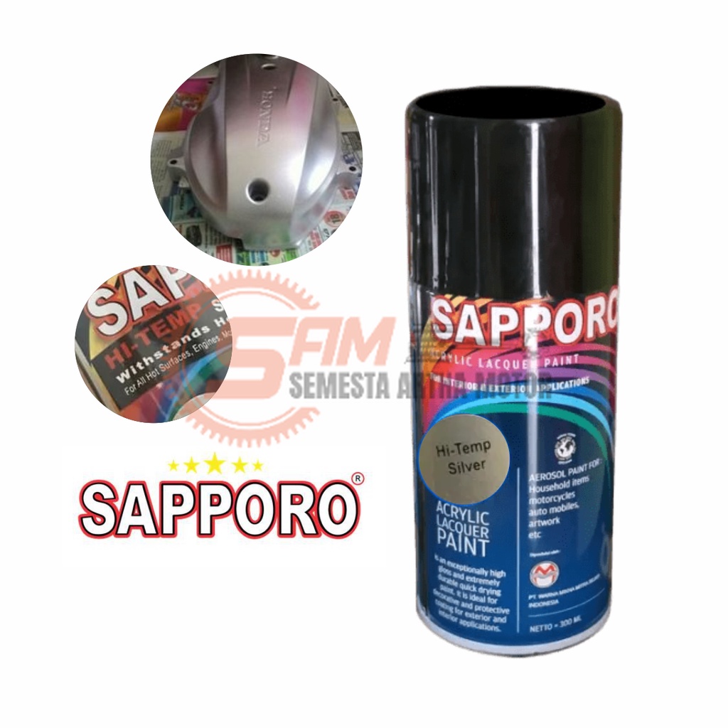 

Pilox Sapporo Silver Hi Temp Cat Semprot Tahan Panas 300ml Aerosol Spray Colour