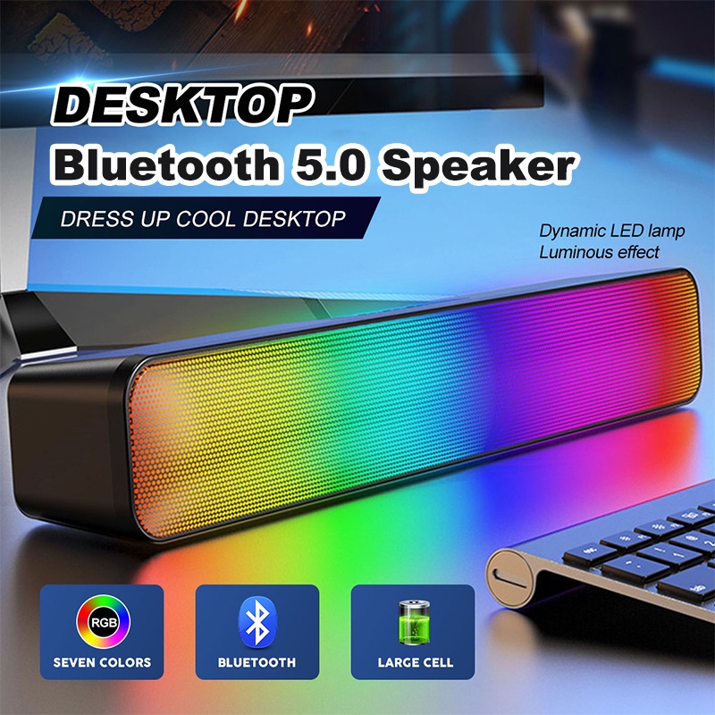 RGB Bluetooth Speaker LED Light Computer TV Phone TF Multifunction Computer Stereo Subwoofer Sound For IOS Android
