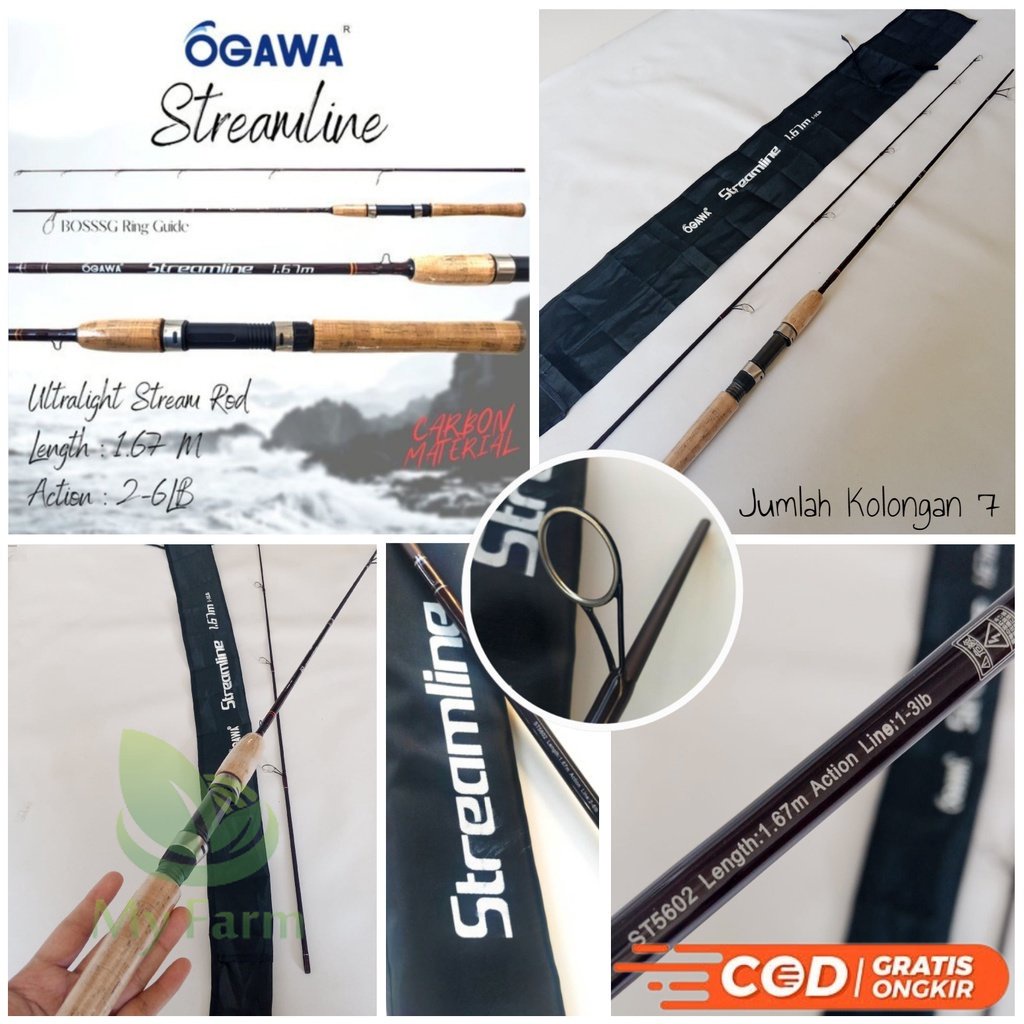 Joran Pancing Spinning Sambung 2 Carbon Ogawa Streamline Ultralight Rod 167 Cm 1-3lb - Tongkat Panci