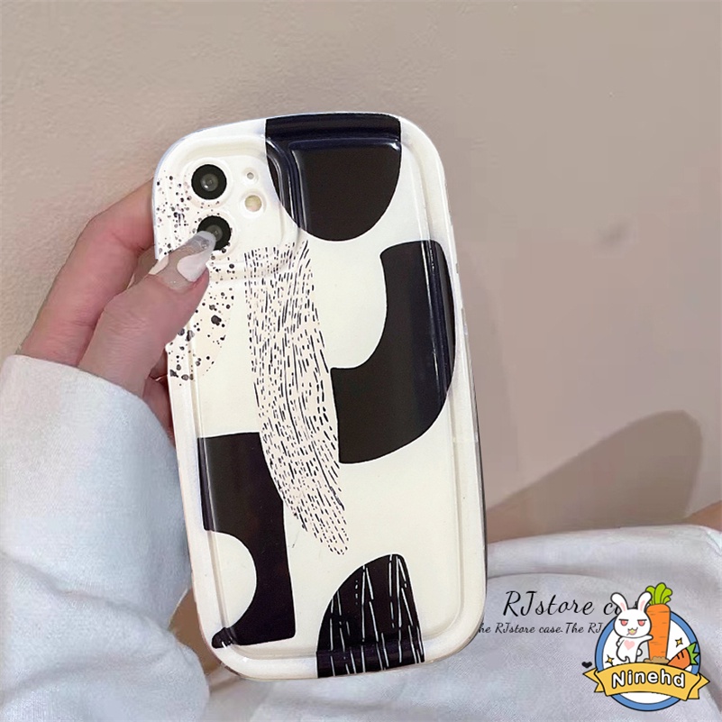 IPHONE Casing Kompatibel Untuk Iphone14 13 12 11 Pro Max X Xr Xs Max8 7 6 6s Plus SE 2020 Ins Pola Geometris Casing Ponsel Airbag Silicon Shockproof Transparan Soft Case Cover Pelindung