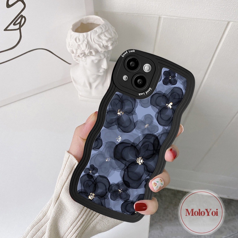 IPHONE Case Bunga Segar Kompatibel Untuk Iphone11Xr 13 14 12 Pro Max7 8 Plus X 6 6s 14 Plus XS Max SE 2020 Wavy Edge Soft Tpu Floral Phone Back Cover