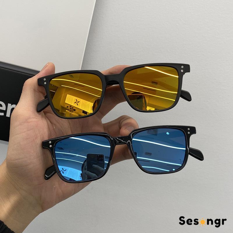 kaca mata Korea Retro kacamata hitam kotak kecil dipersonalisasi Sunglassess Untuk Pria/Wanita - SG