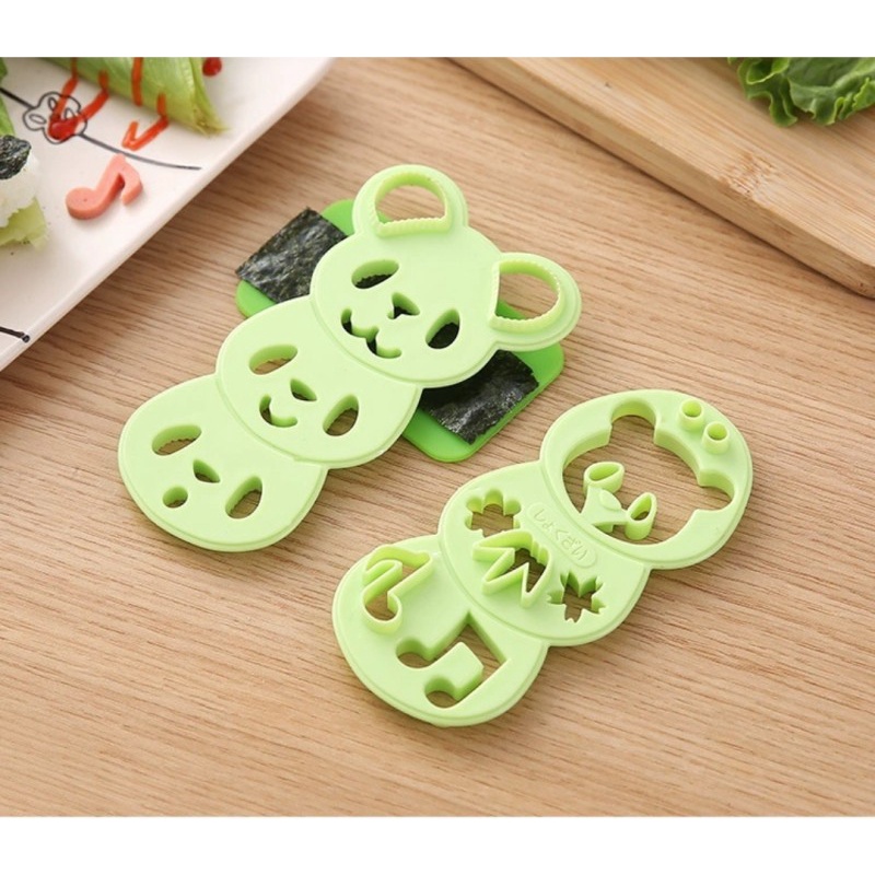 One Set Cetakan Nasi Bento Set 3D Bentuk Kartun Kucing Panda Beruang Kelinci Untuk Dekorasi Bento Sushi