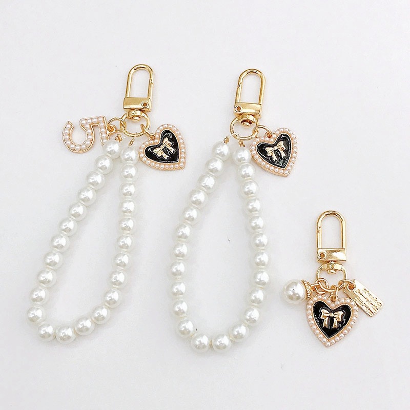 IPHONE Enamel Love Heart Pendant Rantai Manik-Manik Mutiara Bulat Untuk Ponsel Bluetooth Earphone Case Cover DIY Membuat Untuk Iphone7 8 PLUS X XR XS 11 12 13 14 PRO MAX SE Untuk Airpods Inpods