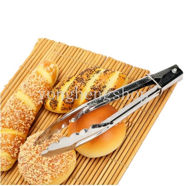 Penjepit Makanan Stainless Steel Dengan Kunci BBQ Memanggang Roti Klip Pesta Kue Salad Dessert Serving Tongs Penjepit Masak Aksesoris Dapur
