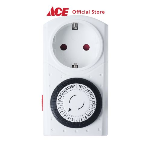 Ace - Gao Stop Kontak Timer Mekanik 15Gd Electric Socket Soket Cabang Adaptor Colokan Peralatan Elektronik Extension Kotak Kontak