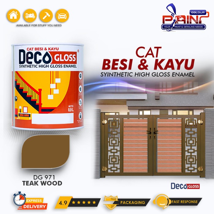 Cat Besi dan kayu DECOGLOSS Synthetic High Gloss TEAK WOOD 0.9L