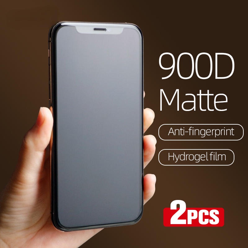 2pcs Pelindung Layar Anti Fingerprint Matte Untuk Iphone14 13 12 11 Pro MAX Plus Film Hydrogel Mini Untuk iPhone X XS MAX XR 6 6S 7 8 Plus SE 2022 2020 14Plus 13Mini 12Mini Ada Kaca