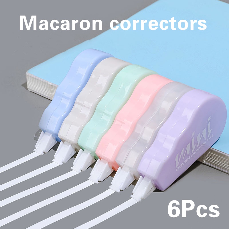 6 Pcs/set Kreatif Minimalis Populer Mini Macaron Koreksi Kaset Lucu Bergaya INS Girly Correctors Siswa Alat Tulis Perlengkapan Kantor Sekolah