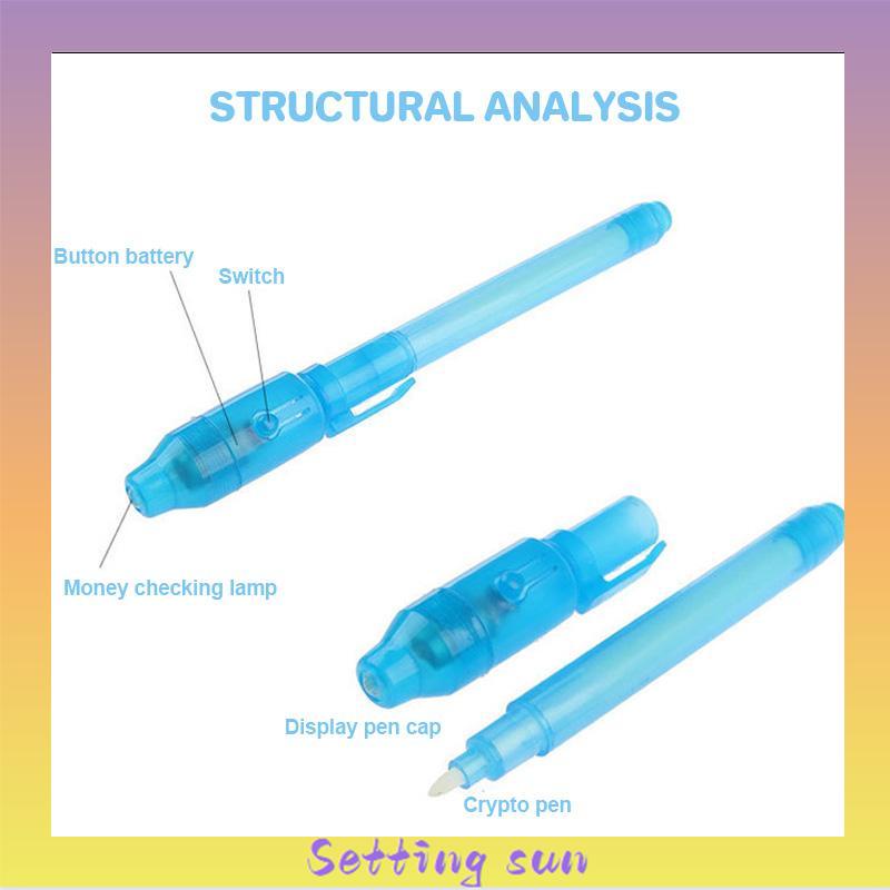 Lampu LED Mainan Ajaib Deteksi Uang Kertas Multi-fungsi Pena Lampu Neon Tak Terlihat UV TN