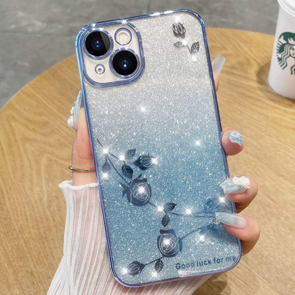 POPULAR Untuk 14pro Max Case Flower Pretty Purple Gilter Sparkly Bling Heavy Duty