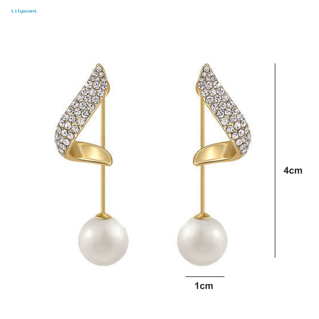 Lilyscent 1pasang Anting Menjuntai Mulia Fashion Perhiasan Glossy Faux Pearl Stud Earrings Dainty