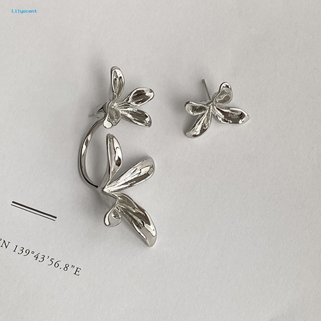 Lilyscent 1pasang Dipoles Ear Studs Perhiasan Aksesoris Tinggi Bersinar Bunga Wanita Anting Temperamen