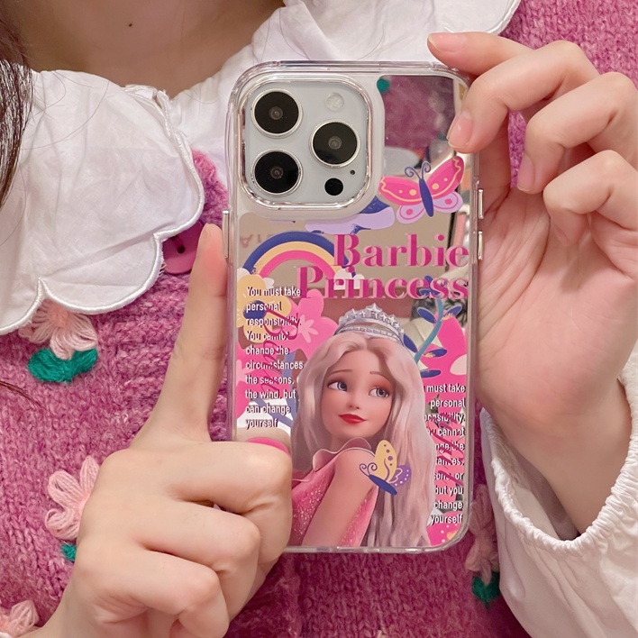 IPHONE Case Kartun Disney Princess Cocok Untuk Iphone14 13 12 11 Pro Max Electroplated Cover Pelindung Cermin Soft Casing